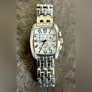 Silver Rectangular Jewelry Watch with Metal Link Bracelet/LIMITED EDITION